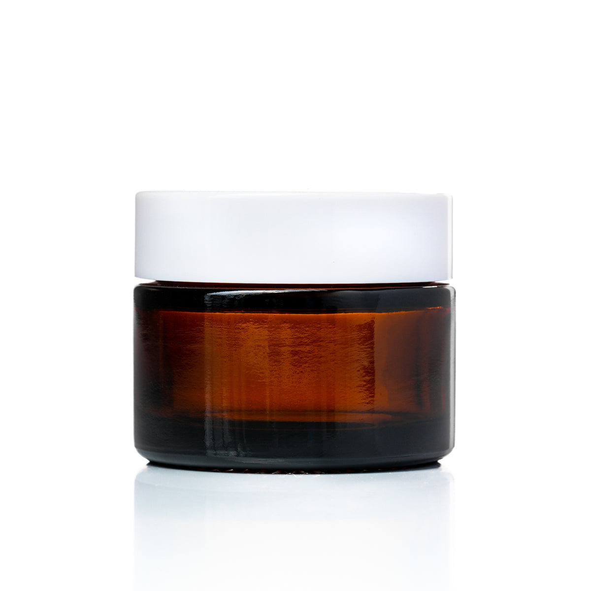 50g amber glass jar with white lid
