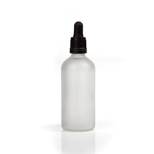 Euro 100ml Frosted Glass Bottle with Black Tamper Dropper