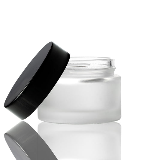 100ml Frosted Glass Jar with Black Lid