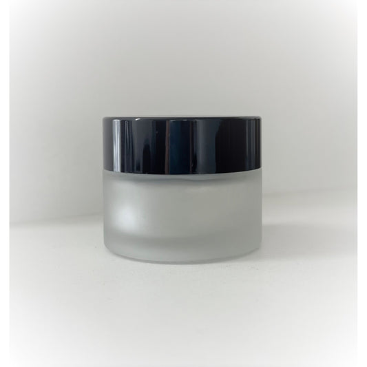 PetraPack 15ml Frosted Glass Cosmetic Jar with Black Lid