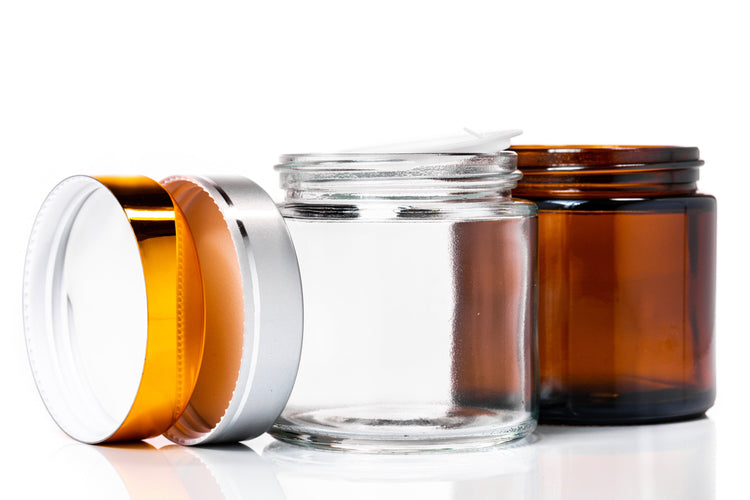 Frosted glass cosmetic jar with lid