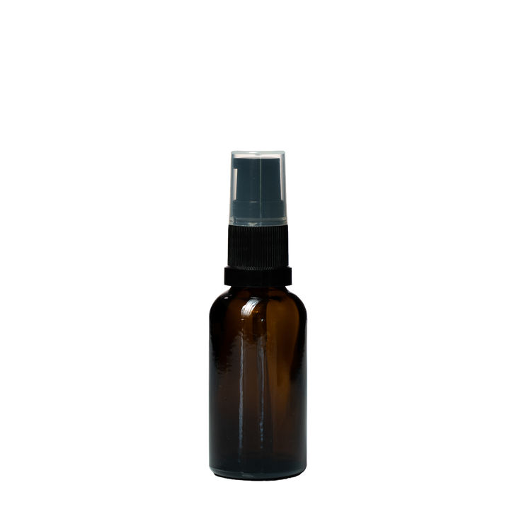 30ml amber Euro glass bottle with black serum pump