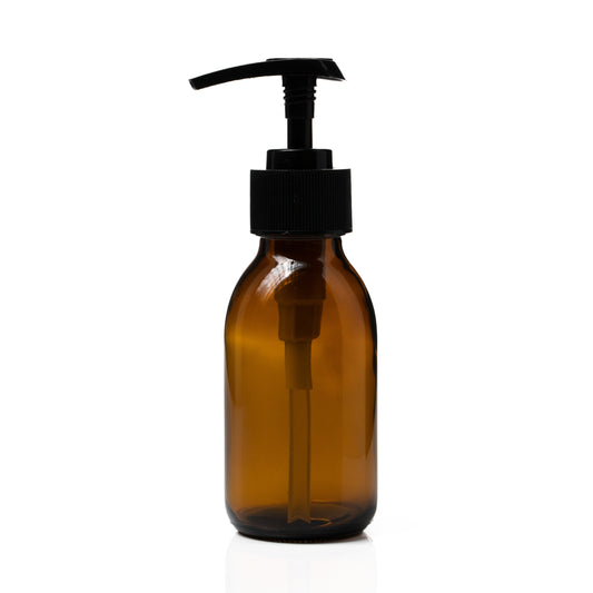 100ml Amber Syrup Bottle Black Pump Top