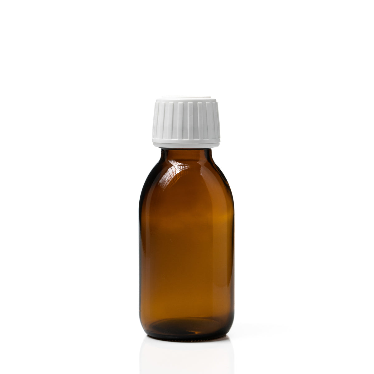 100ml Amber Syrup Bottle White Screw Cap