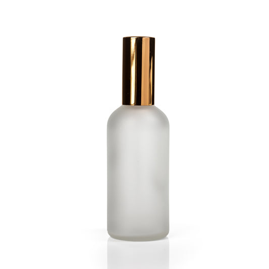 100ml Frosted Glass Bottle with Aluminium Gold Spray 2 Euro