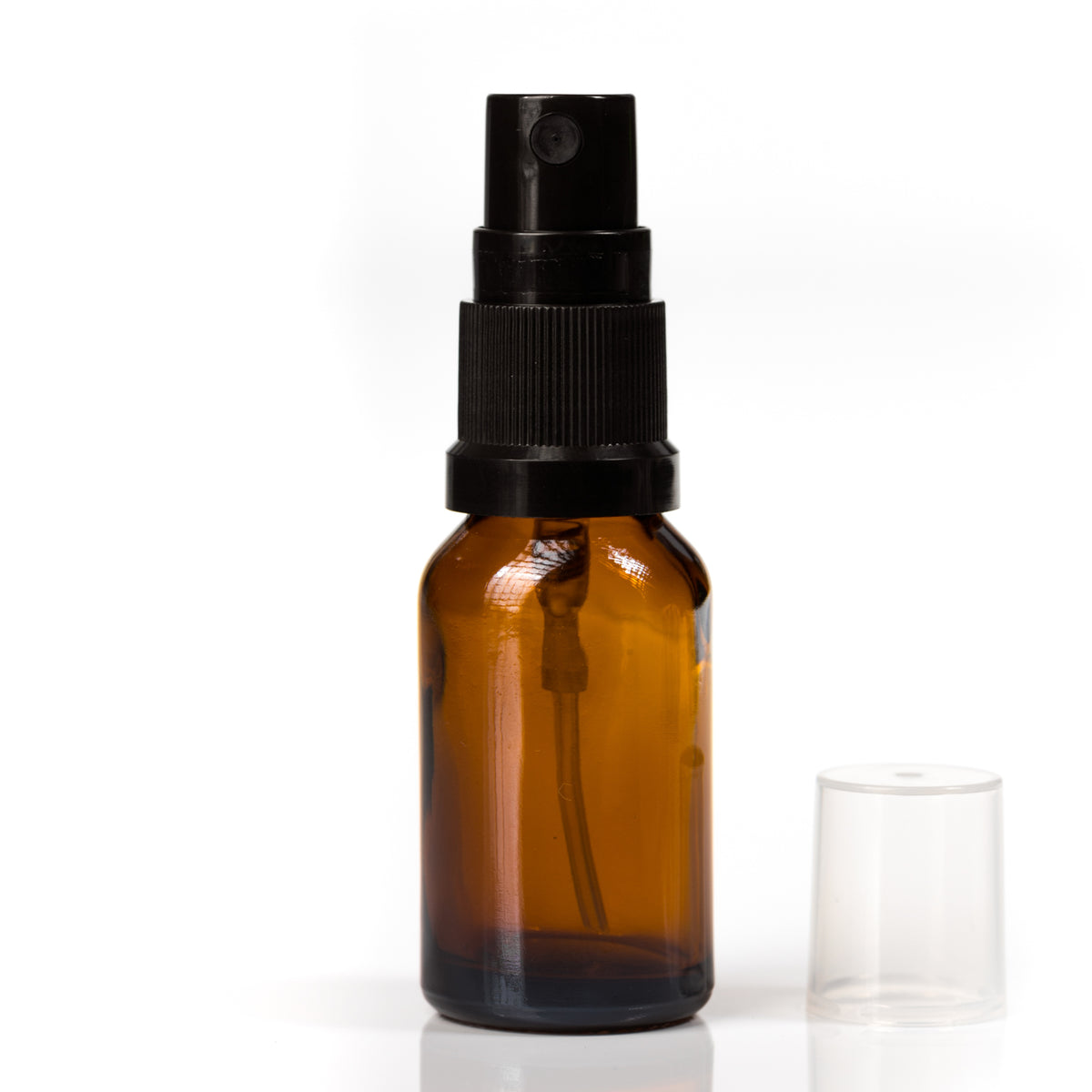 15ml Amber Glass Bottle with Black Fine Mist Spray Top Euro