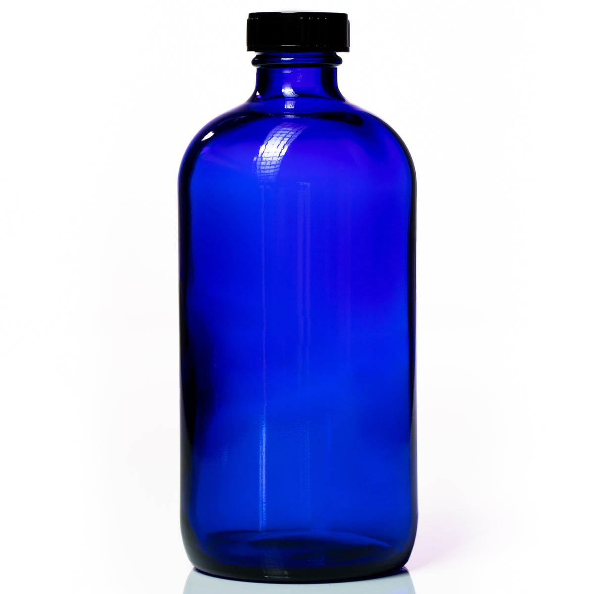 500ml Blue Glass Bottle with Black Poly Screw Cap