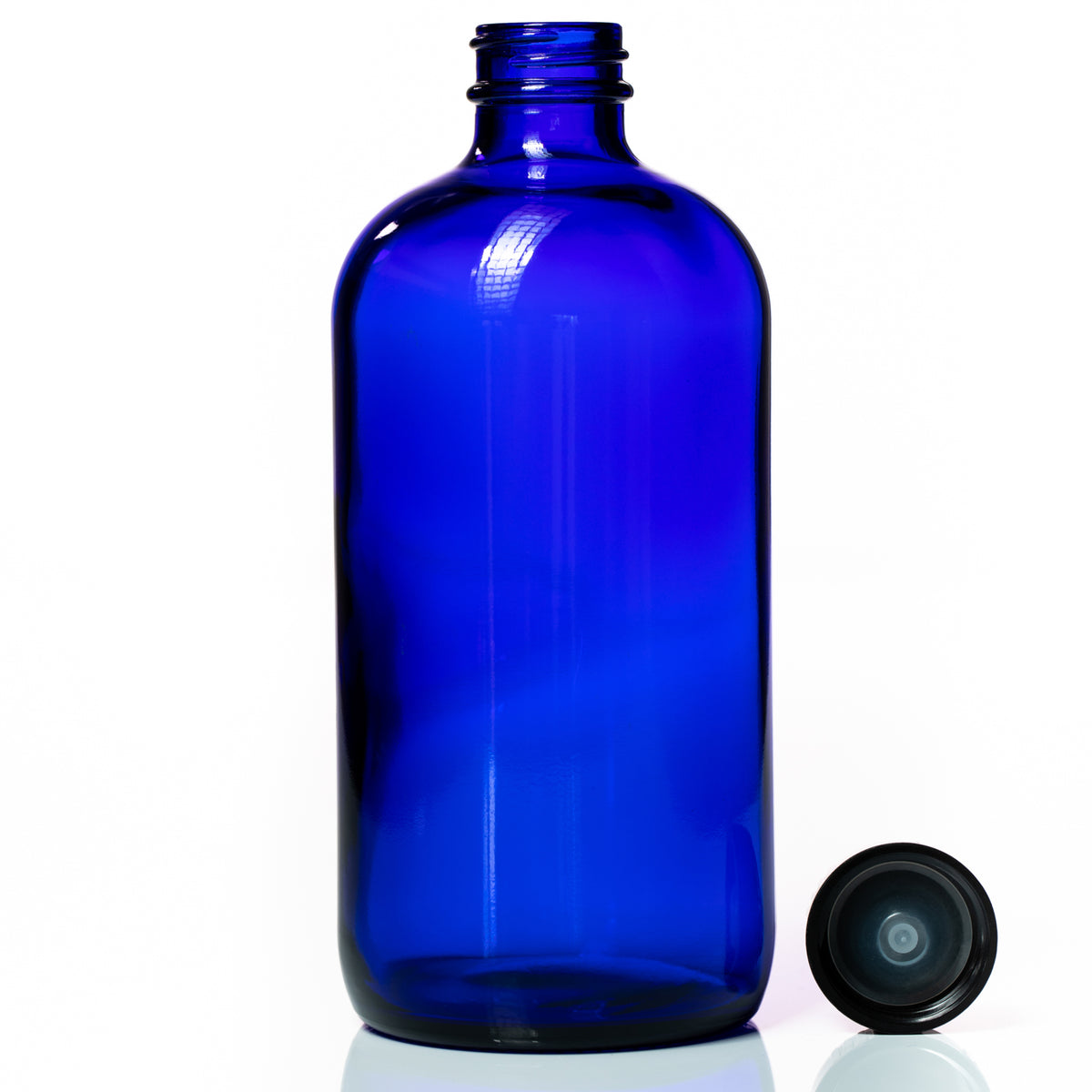 500ml Blue Glass Bottle with Black Poly Screw Cap