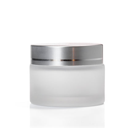 50g Frosted Glass Jar with Silver Lid