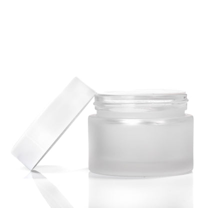 50g Frosted Glass Jar with White lid