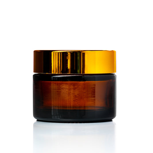 50g amber glass jar with gold lid