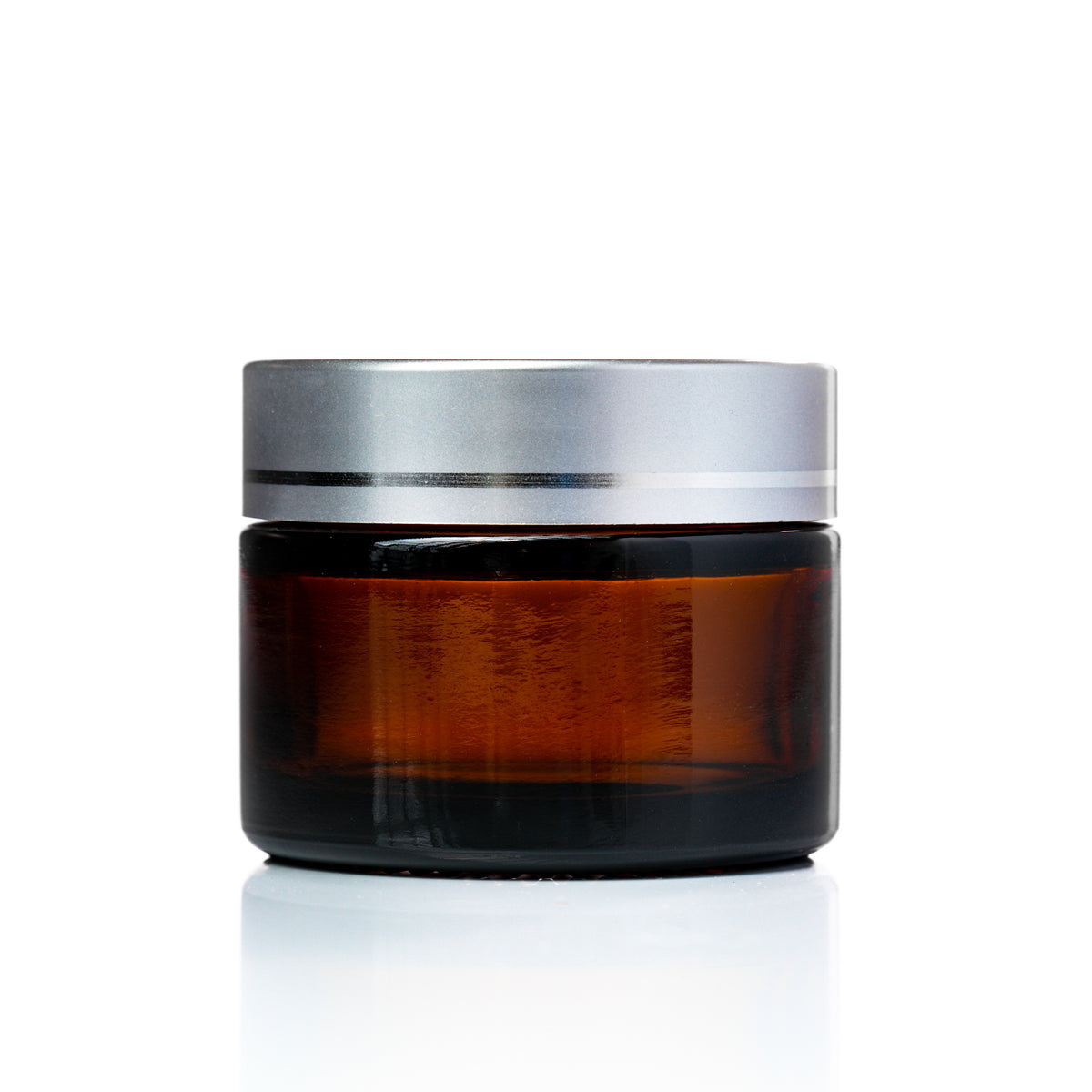50g amber glass jar with silver lid