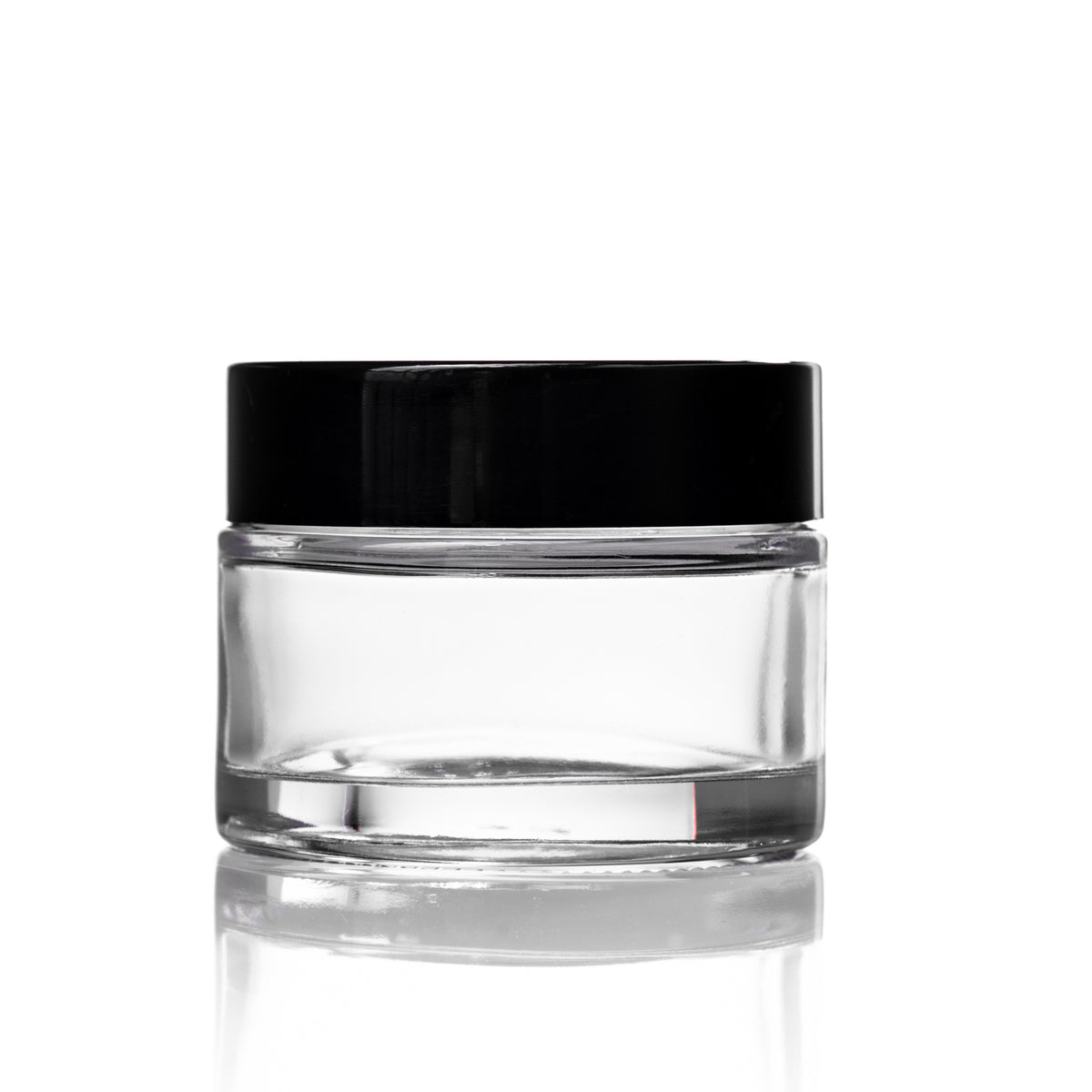 50g clear glass jar with black lid