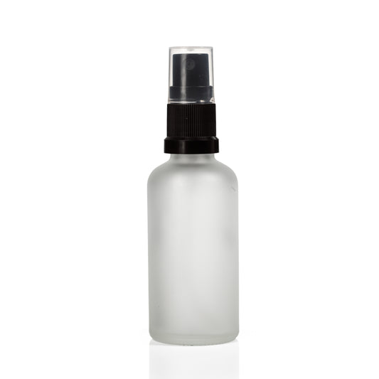 50ml Frosted Glass Bottle with Black Fine Mist Spray Euro