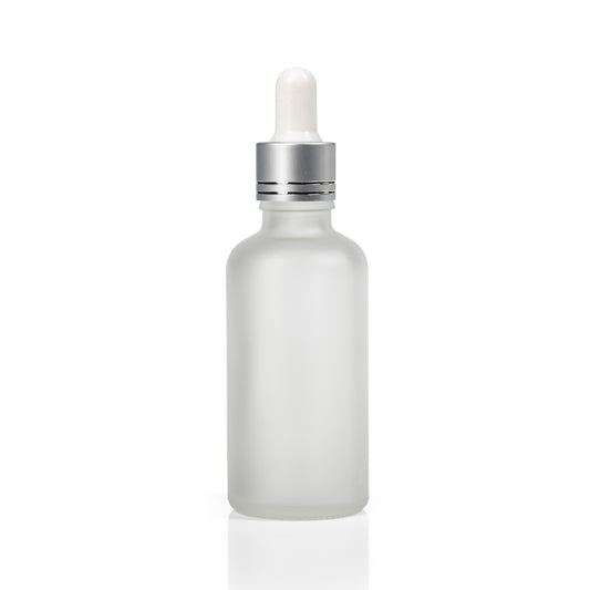 50ml Frosted Glass Bottle with Silver Dropper Euro