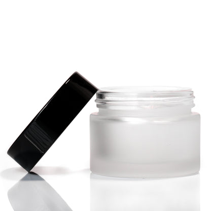 50ml Frosted Glass Jar with Black Lid