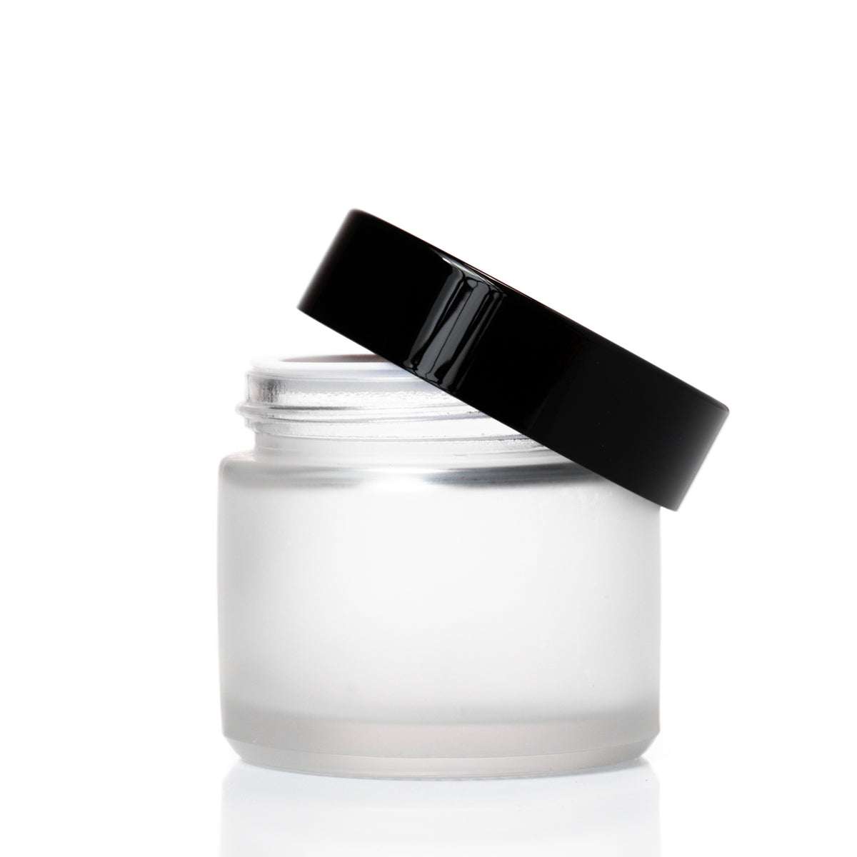60g Frosted Glass Jar with Black Lid