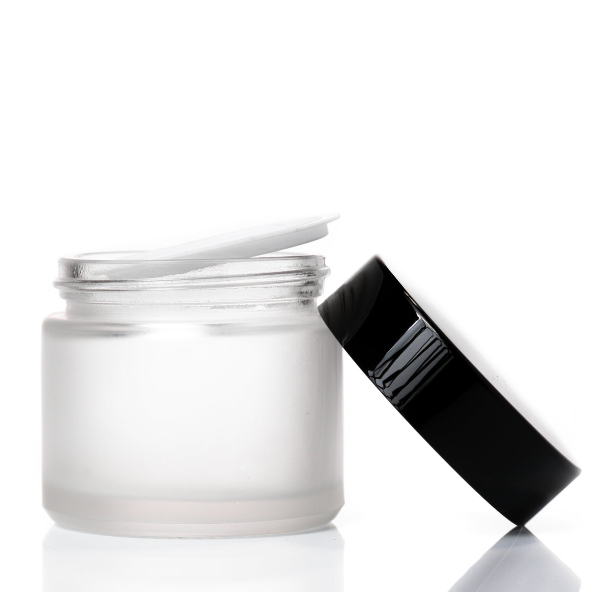 60g Frosted Glass Jar with Black Lid