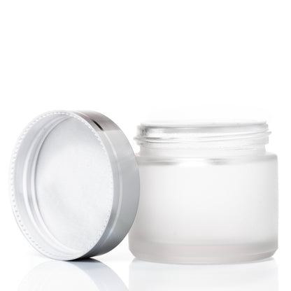 60g Frosted Glass Jar with Silver Lid