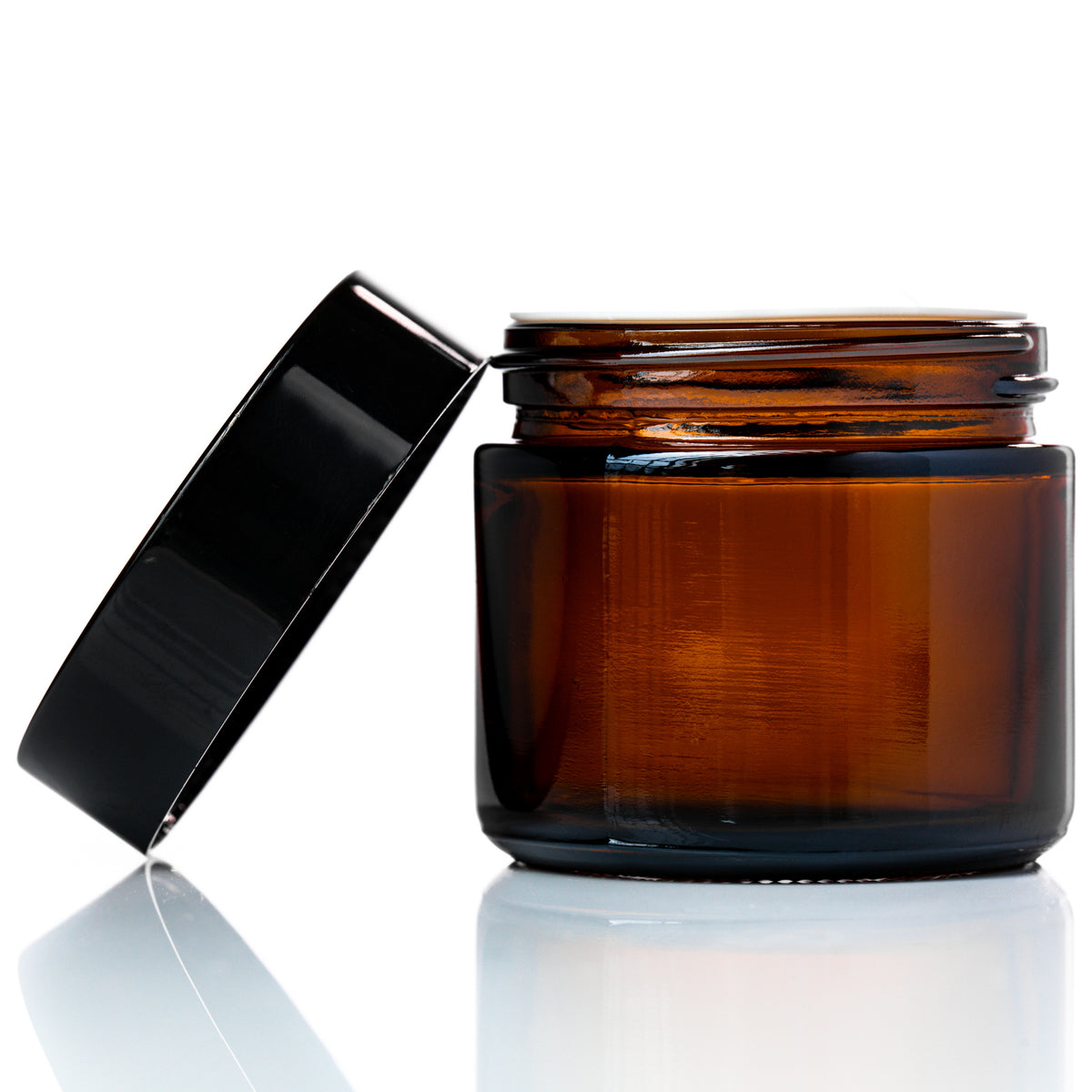 60g amber glass jar with black lid
