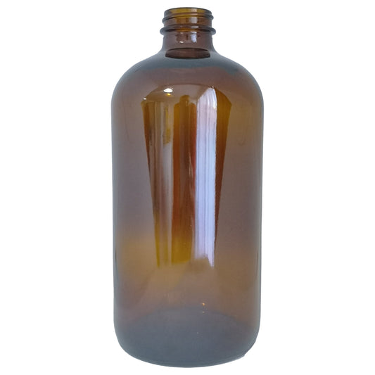 PetraPack 1 Litre Amber Boston Round Glass Bottle, no top fitted