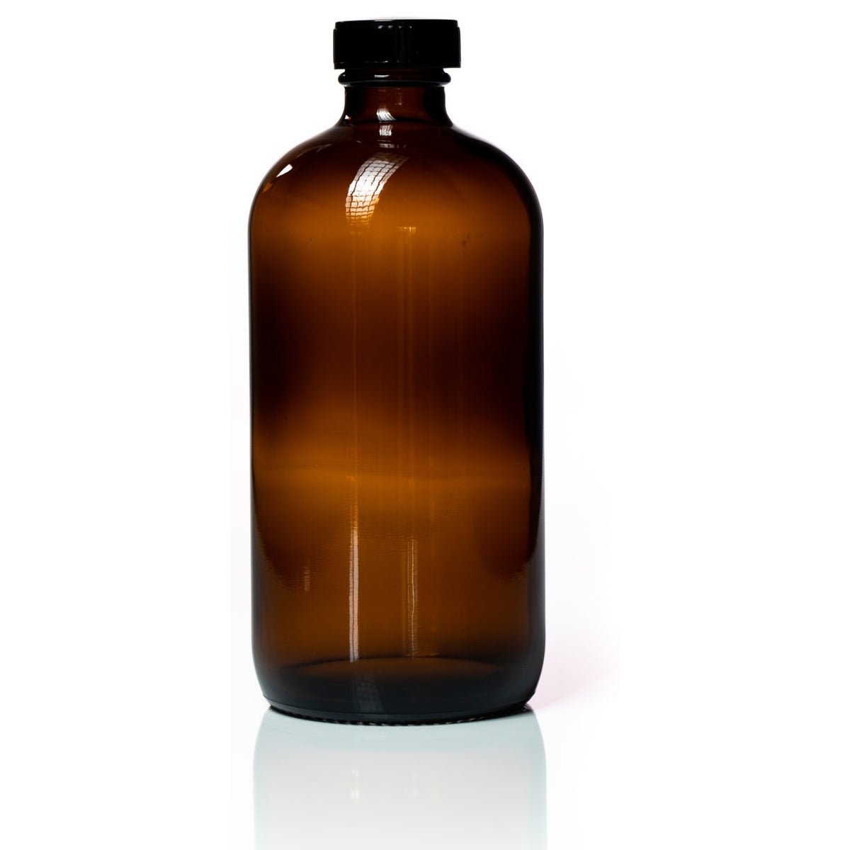 PetraPack 500ml Amber Boston Round Glass Bottle with Poly Cone Cap
