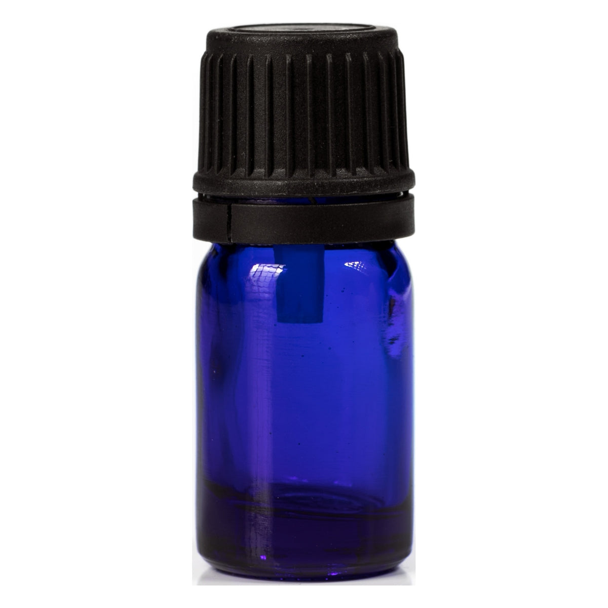 PetraPack 5ml Blue Euro Glass Bottle with Black Cap & Orifice Reducer