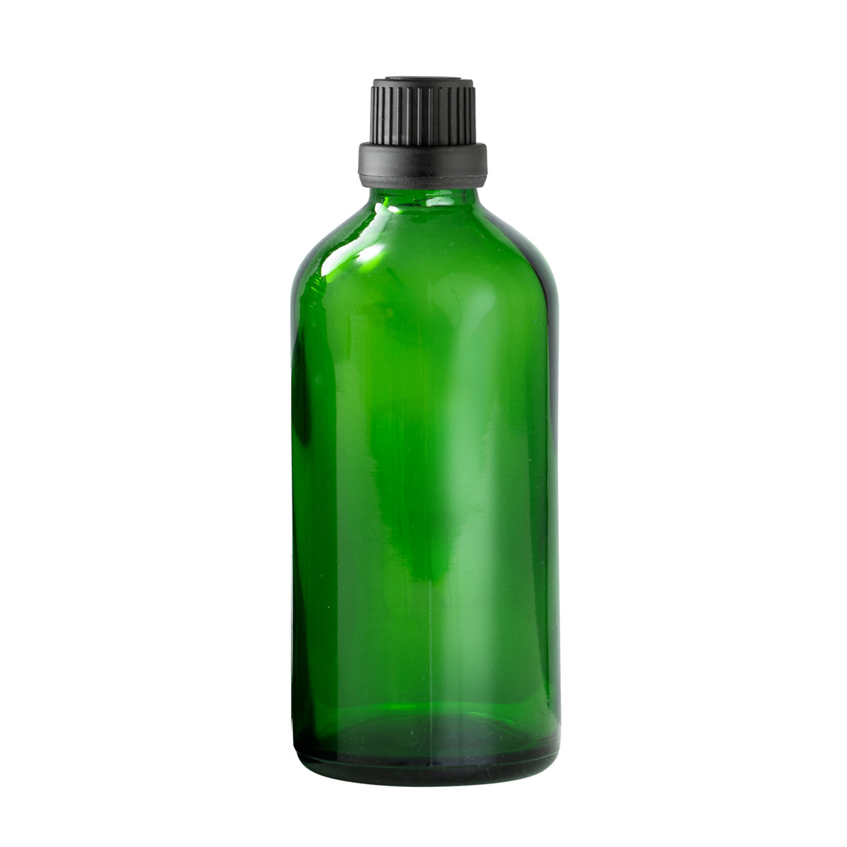 PetraPack 100ml Green Euro Glass Bottle with Black Tamper Screw Cap