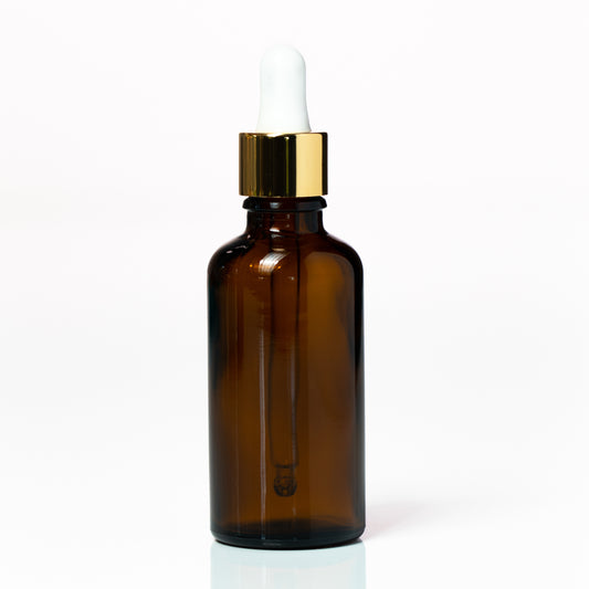 Euro 50ml Amber Glass Bottle Gold Dropper