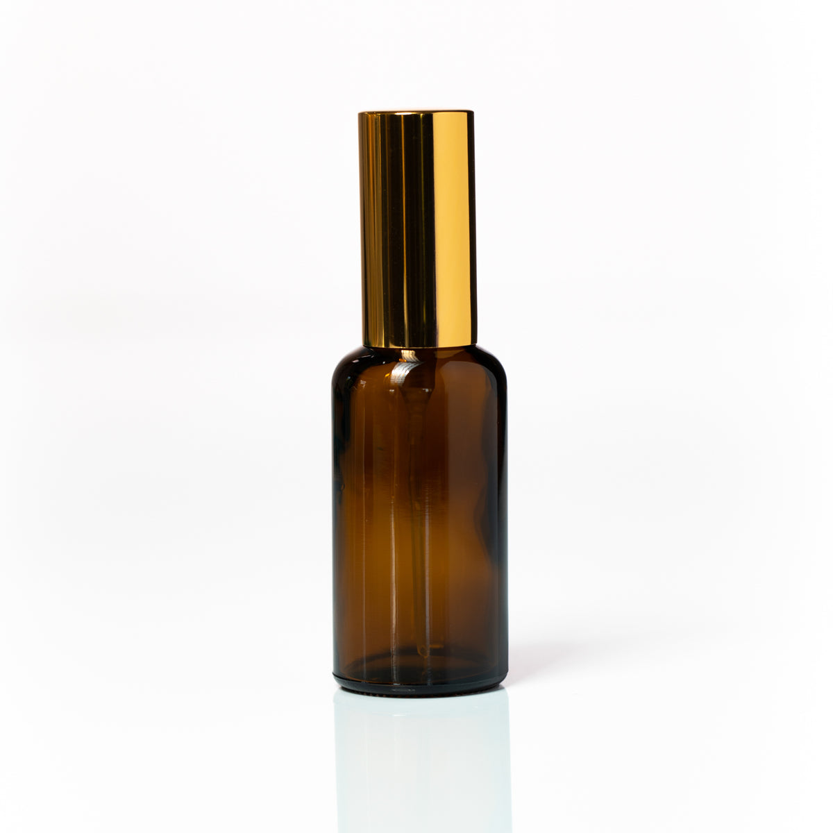 Euro 50ml Amber Glass Bottle — Gold Spray atomiser