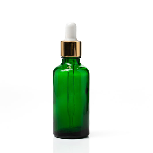 Euro 50ml Green Glass Bottle with Gold Dropper