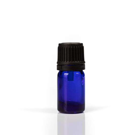 Euro 5ml Blue Glass Bottle with Black Tamper Cap