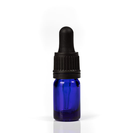 Euro 5ml Blue Glass Bottle with Black Tamper Dropper