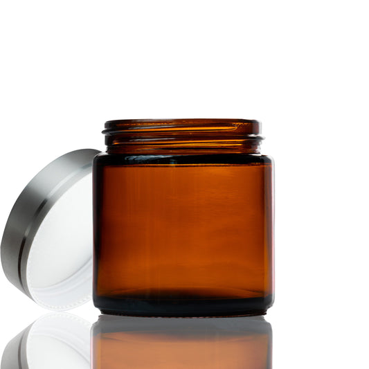 100ml Amber Glass Jar with Silver Lid