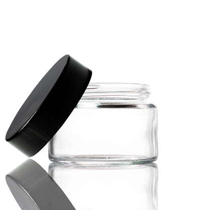 100ml Clear Glass Jar with Black Lid