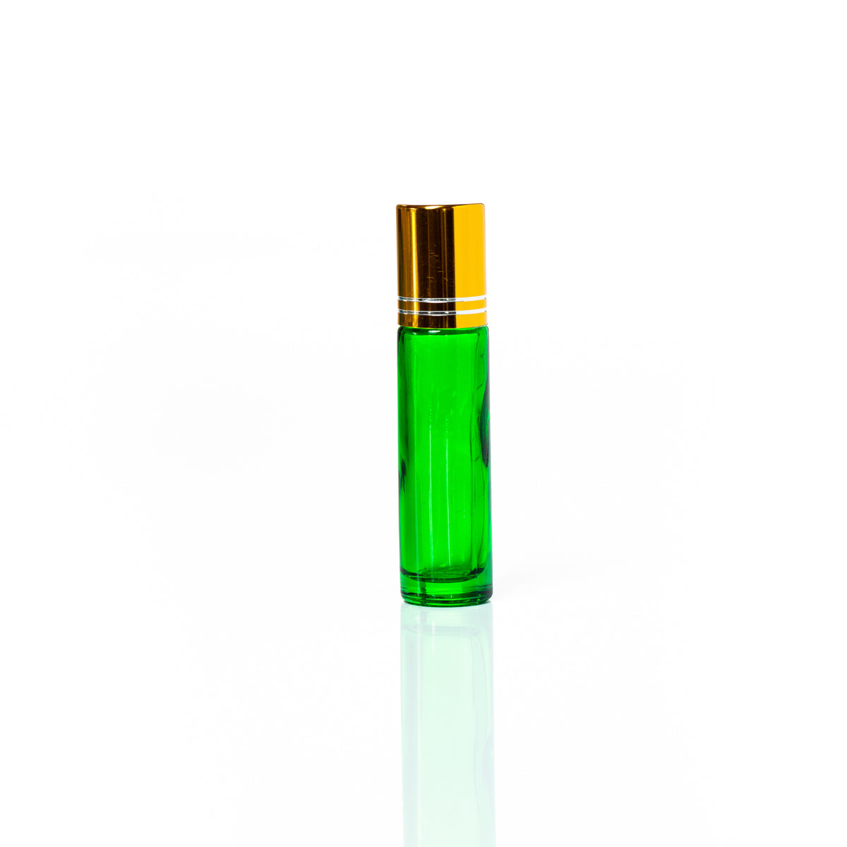 Petra 10ml Green Glass Bottle with Rollerball Gold Lid