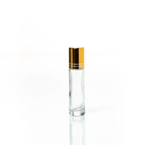 Petra 10ml Clear Glass Bottle with Roller Ball and Gold Cap