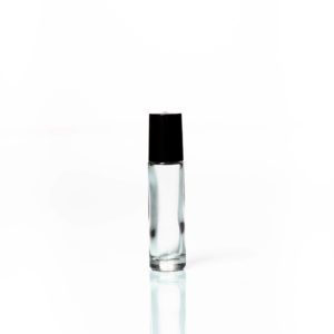 Petra 10ml Clear Glass Bottle with Roller Ball and Black Cap