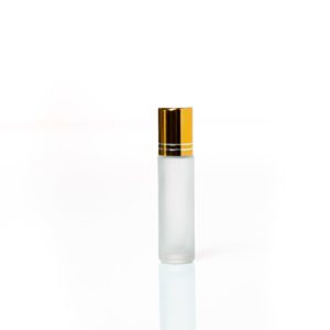Petra 10ml Frosted Glass Bottle with Roller Ball and Gold Cap