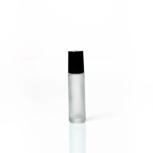 Petra 10ml Frosted Glass Bottle with Roller Ball and Black Cap