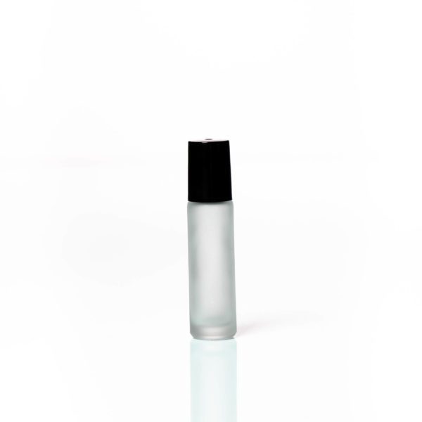 Petra 10ml Frosted Glass Bottle with Roller Ball and Black Cap
