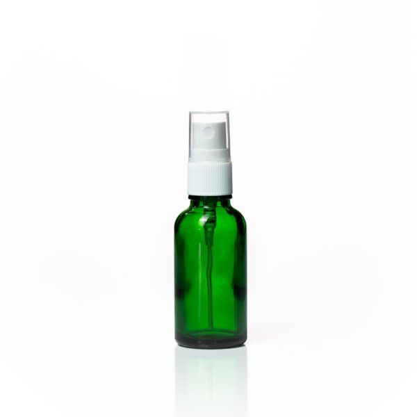 Euro 30ml Green Glass Bottle with White Fine Mist Spray