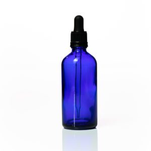 Euro 100ml Blue Glass Bottle with Black Tampertel Dropper