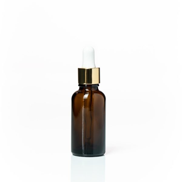Euro 30ml Amber Glass with Gold Dropper Cap