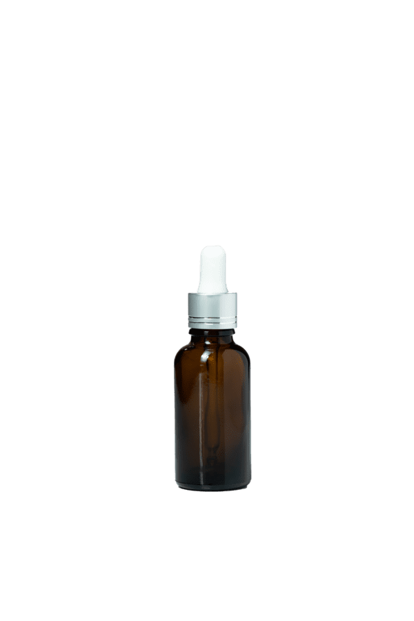 Euro 30ml Amber Glass with Silver Dropper Cap