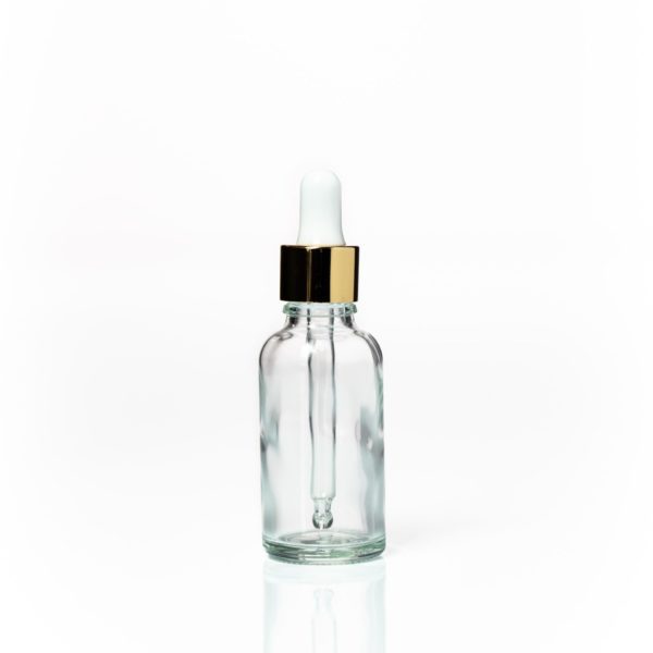 Euro 30ml Clear Glass with Gold Dropper Cap