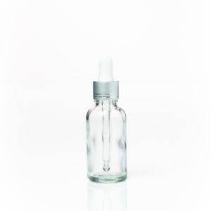 Euro 30ml Clear Glass with Silver Dropper Cap
