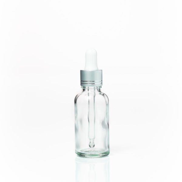Euro 30ml Clear Glass with Silver Dropper Cap