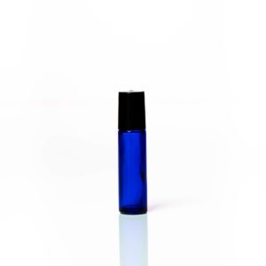 Petra 10ml Blue Glass Bottle with Roller Ball and Black Cap