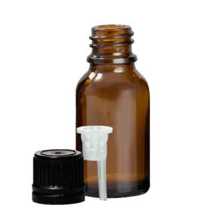 Euro 15ml Amber Bottle with Orifice Reducer and Black Cap